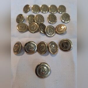 Vintage Gold "A" METAL shank Buttons